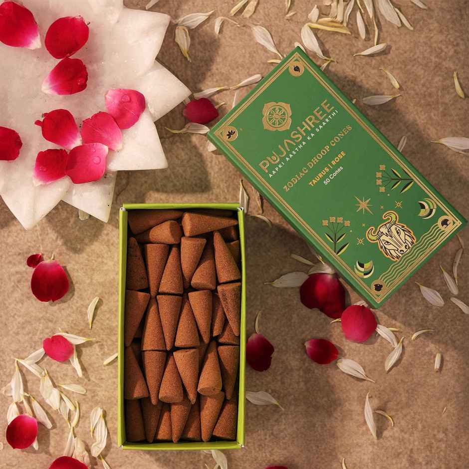 Pujashree Zodiac Dhoop Cones | Taurus - Rose