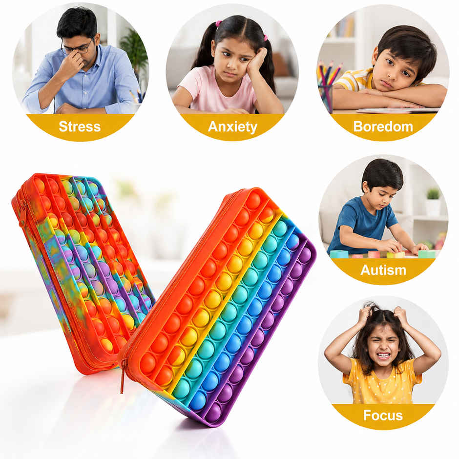 Kidology Pop It Fidget Pencil Pouch Toy | Multicolour