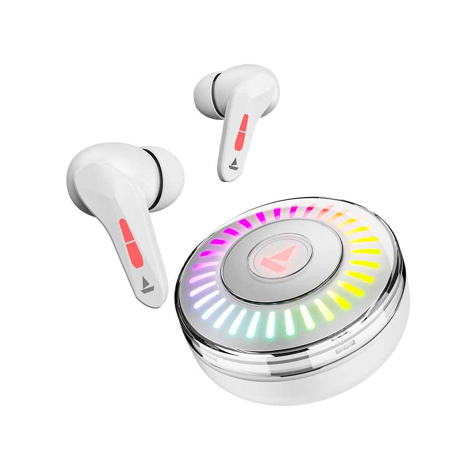 boAt Immortal 201 TWS Earbuds with 40 hrs Playtime,40 ms Low Latency BEAST Mode,RGB LED Bluetooth - White Sabre