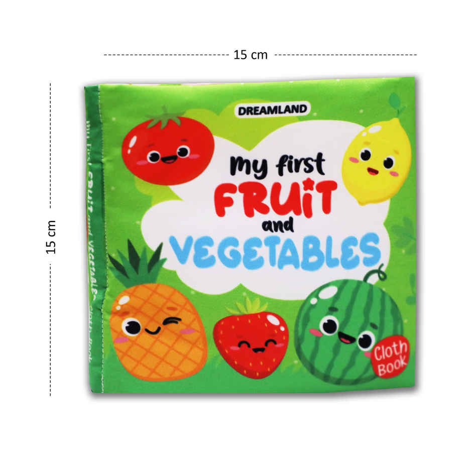Baby My First Cloth Book Fruit & Vegetables with Squeaker & Crinkle Paper, Non-Toxic