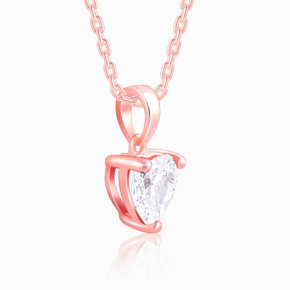 Giva Rose Gold Solitaire Heart Pendant With Link Chain