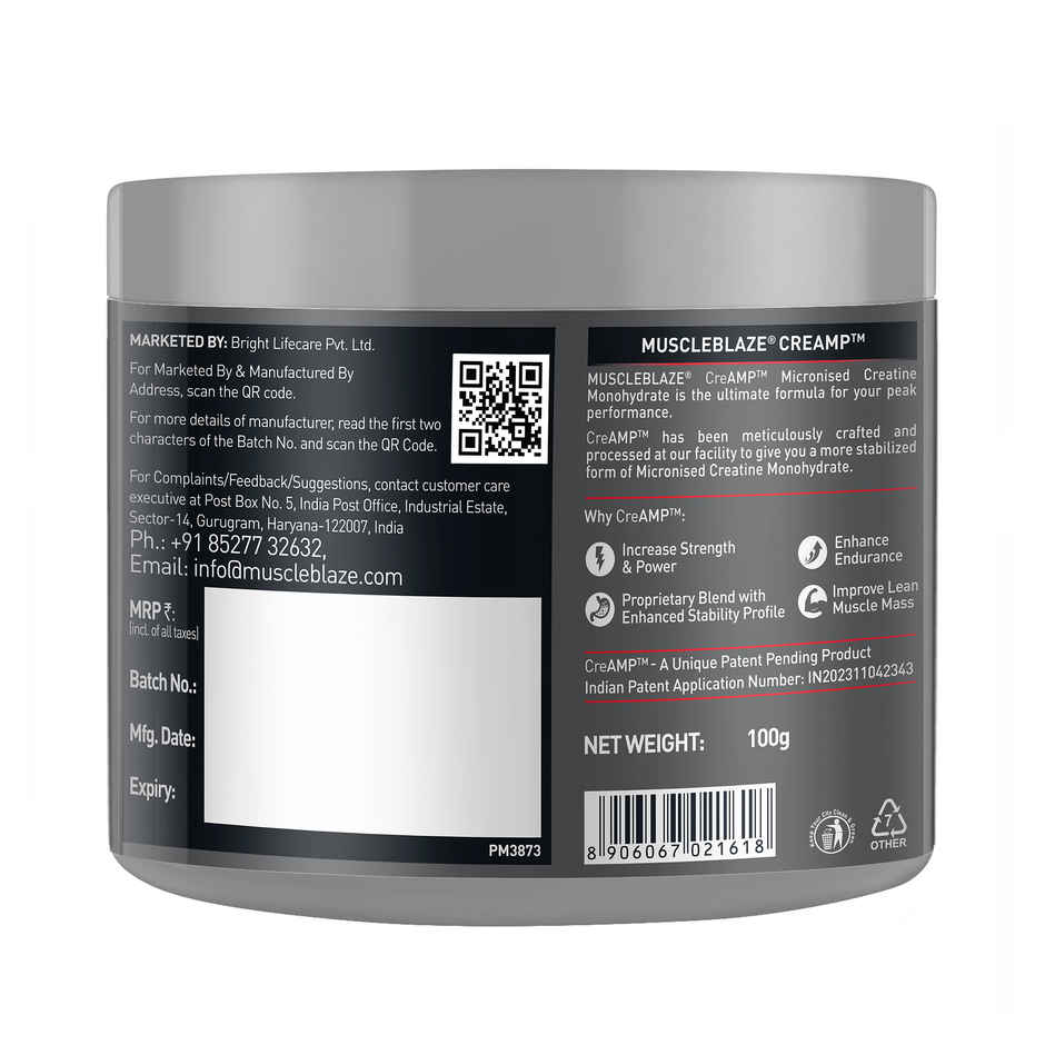 MuscleBlaze Mirconised Creatine Monohydrate CreAMP Powder (Unflavoured, 32 Servings)