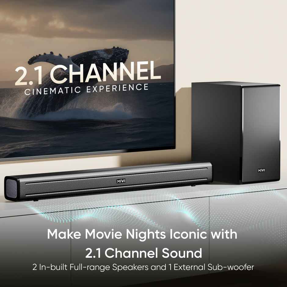 Mivi Fort R190 Soundbar,160 Watts,2.1 Channel And Eq Modes,Bt V5.1 160 W Bluetooth Soundbar