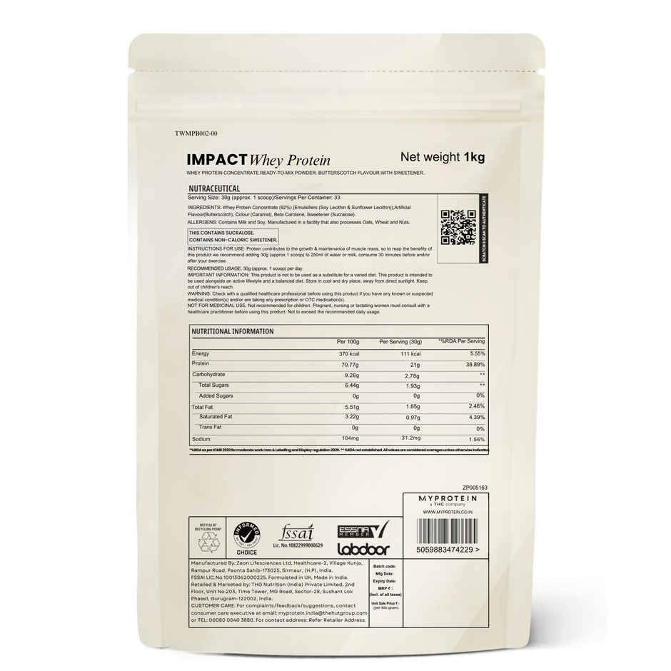Myprotein Impact Whey Protein ( Keventers Butterscotch)