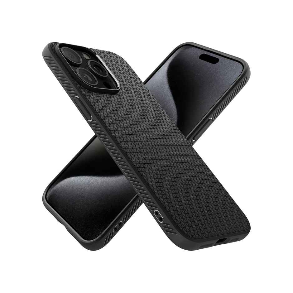 Spigen Liquid Air Back Cover Case Compatible with iPhone 15 Pro Max (TPU | Matte Black)