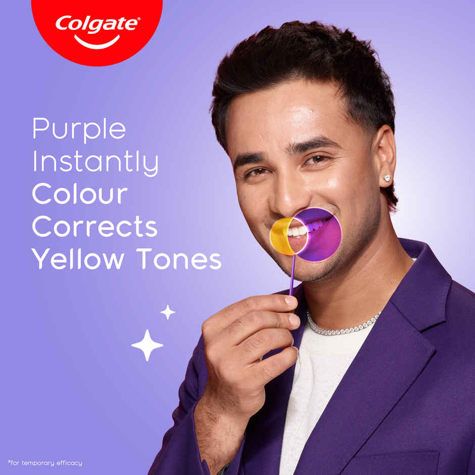 Colgate Visible White Purple Toothpaste and Free Toothbrush | Removes Surface Stains | Enamel Safe