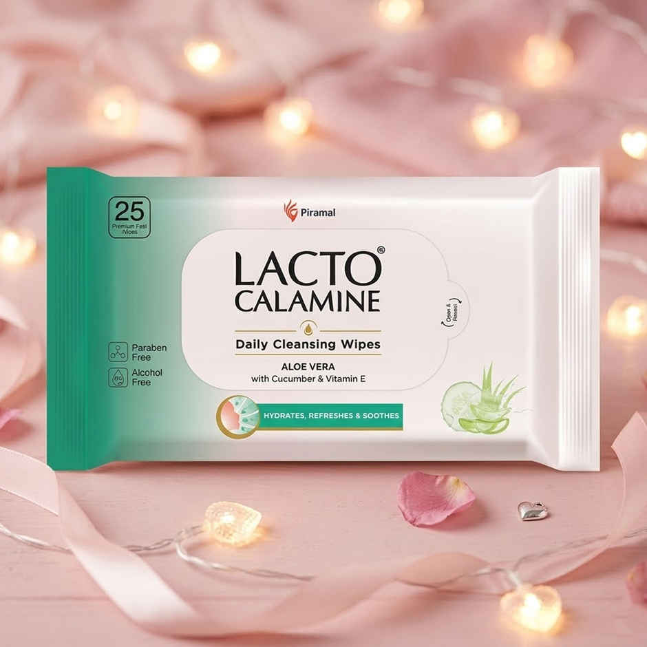 Lacto Calamine Makeup Remover Wipes With Aloe Vera, Cucumber And Vitamin E