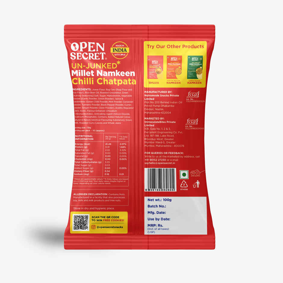 Open Secret Millet Namkeen Chilli Chatpata