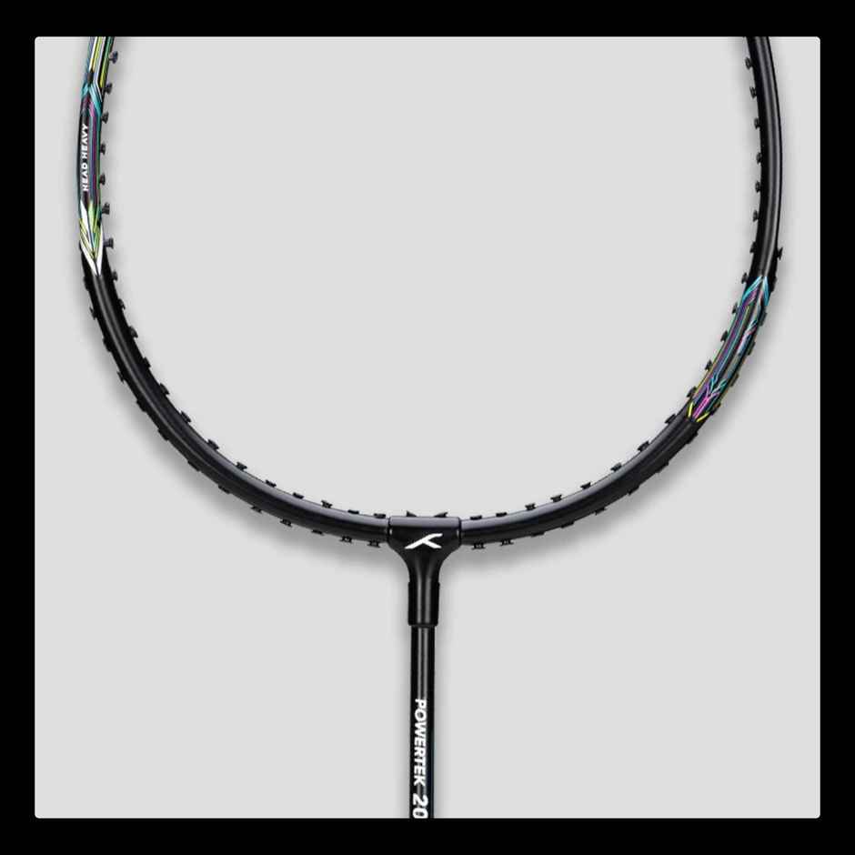 Hundred Powertek 200 Aluminium Badminton Rakcet & Cover set | Black | Strung | Durable & Reliable