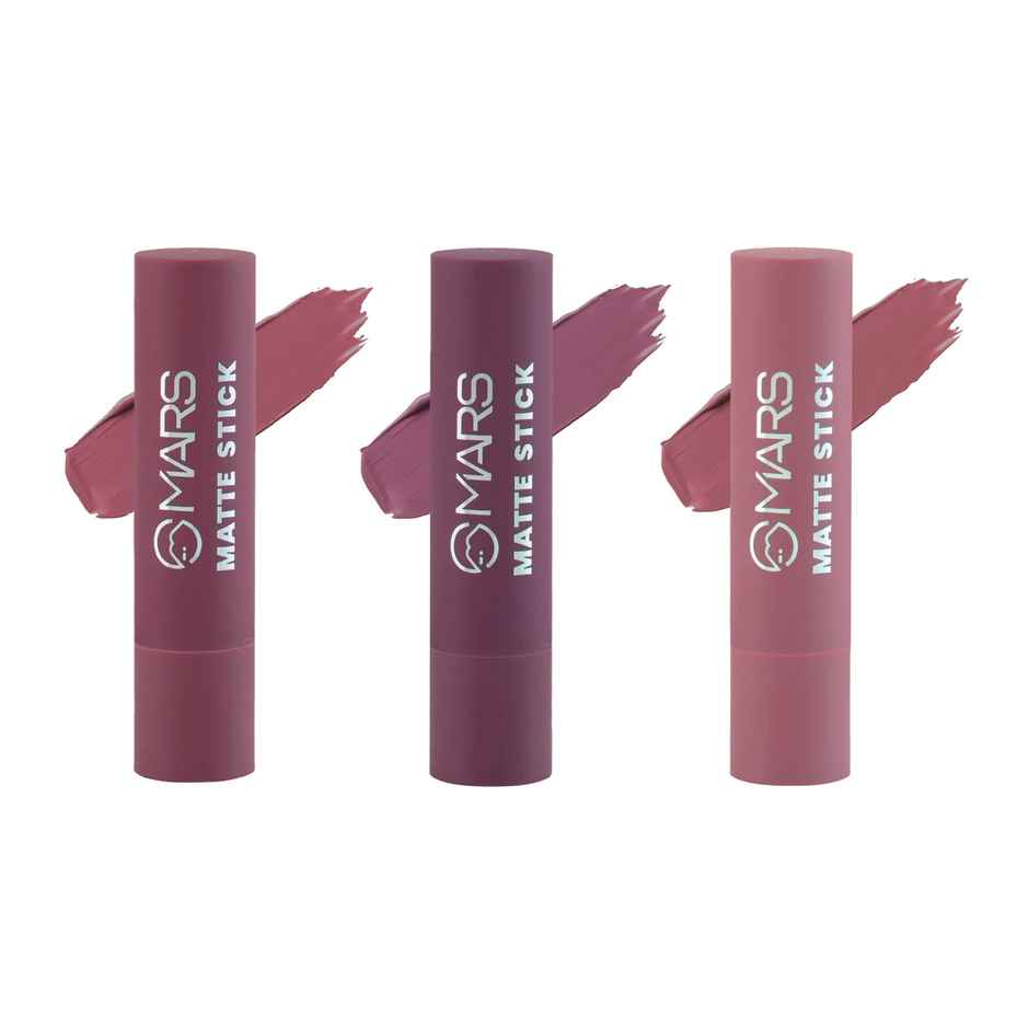 MARS Cosmetics Matte Box Set Of 3 Lipsticks For Women (03-Plum)