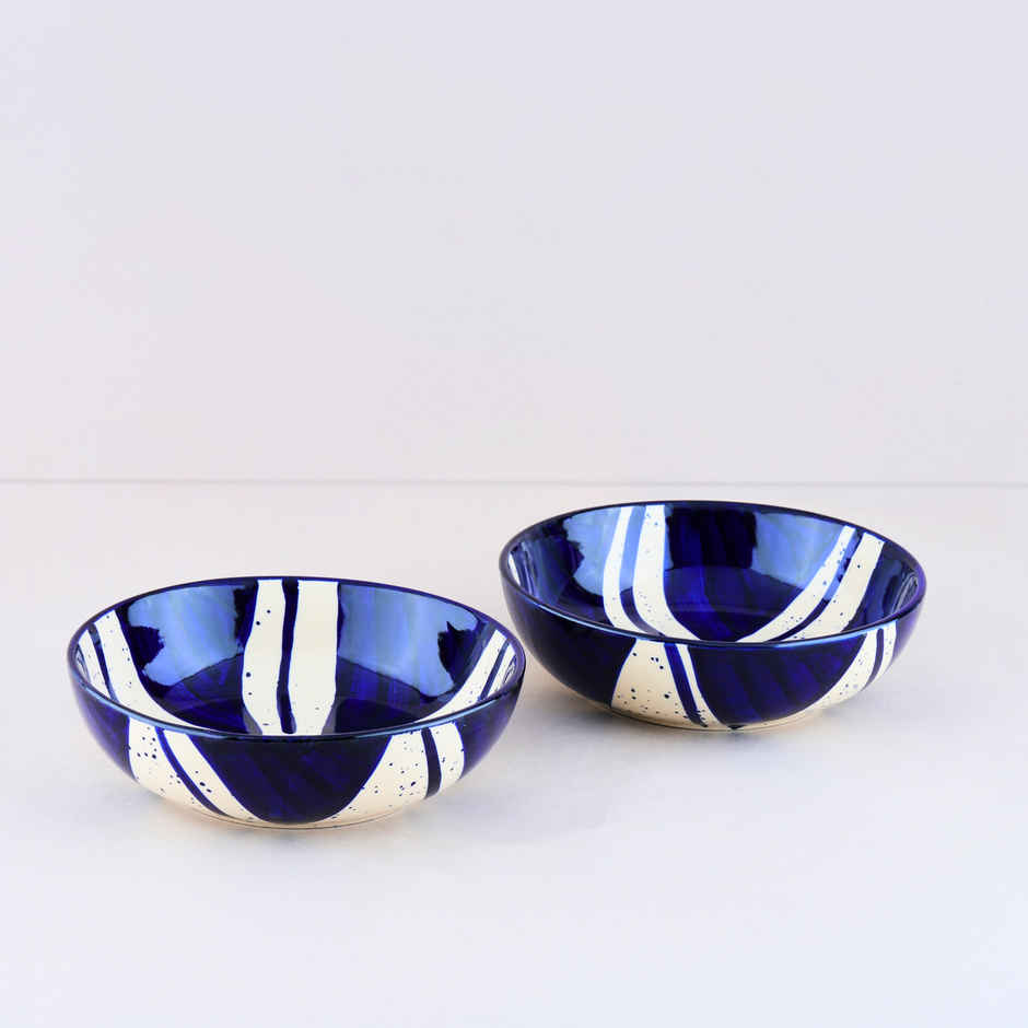 BlackCarrot Blue Splash Snack Bowl Set | Blue & White | Animal Bone Ash Free Stoneware