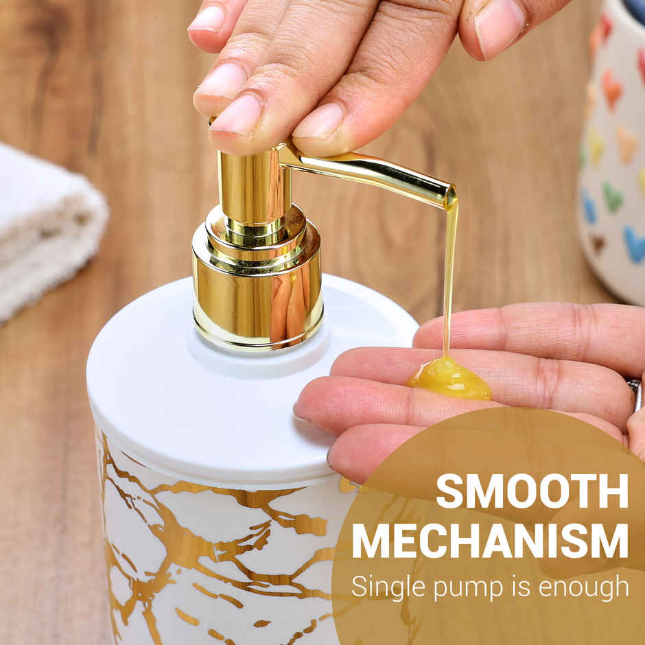 Nayasa Stylo Plastic Soap Dispenser | 600 ml | Gold