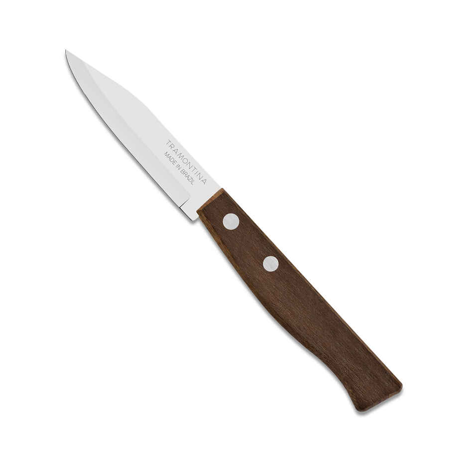 Tramontina Tradicional Stainless Steel Vegetable And Fruit Knife Chaku, 7.6 Cm 3 Inch | Brown