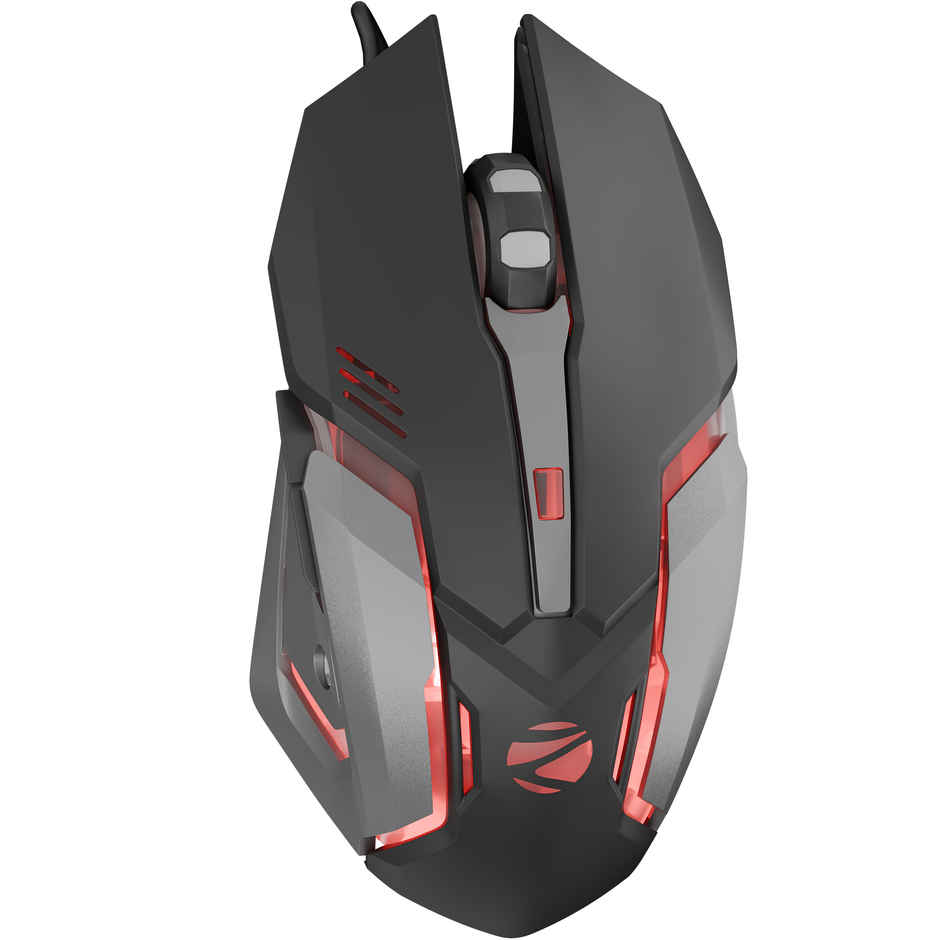 Zeb Transformer-M Gold-Plated USB Wired Mouse, 6 Buttons, Multi-Color LED High Res Sensor,3200 DPI - Black
