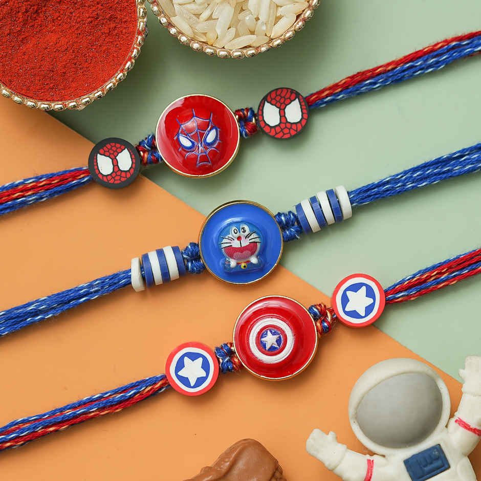 Kids Cartoon Rakhi with Roli Chawal | Pack of 3 | Ecraftindia