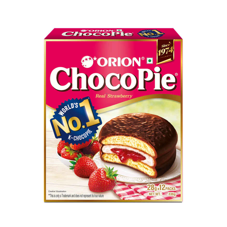 Orion Strawberry Choco Pie | Filled Cake Snack