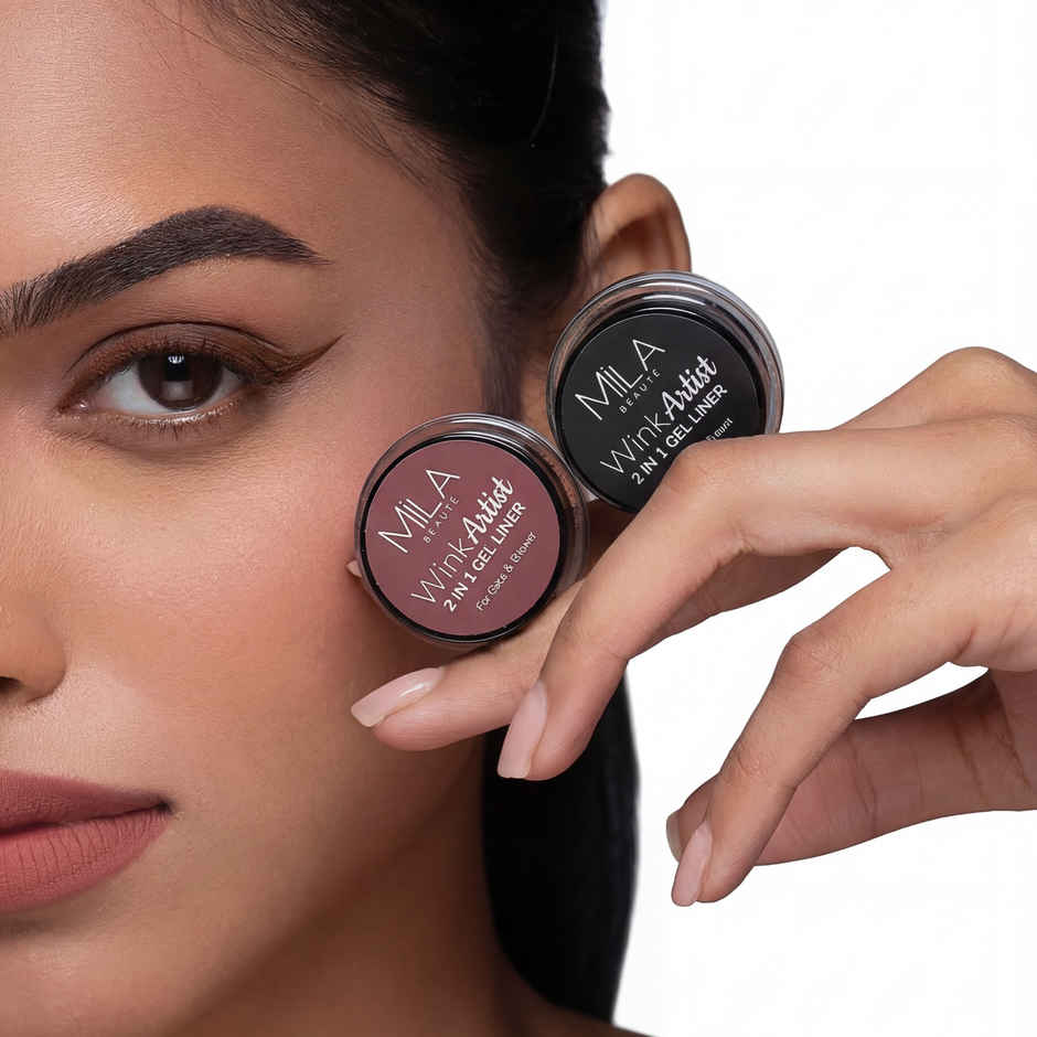 Mila Beaute Wink Artist 2 In 1 Gel Liner For Eyes & Brows Waterproof Upto 36Hours - Black