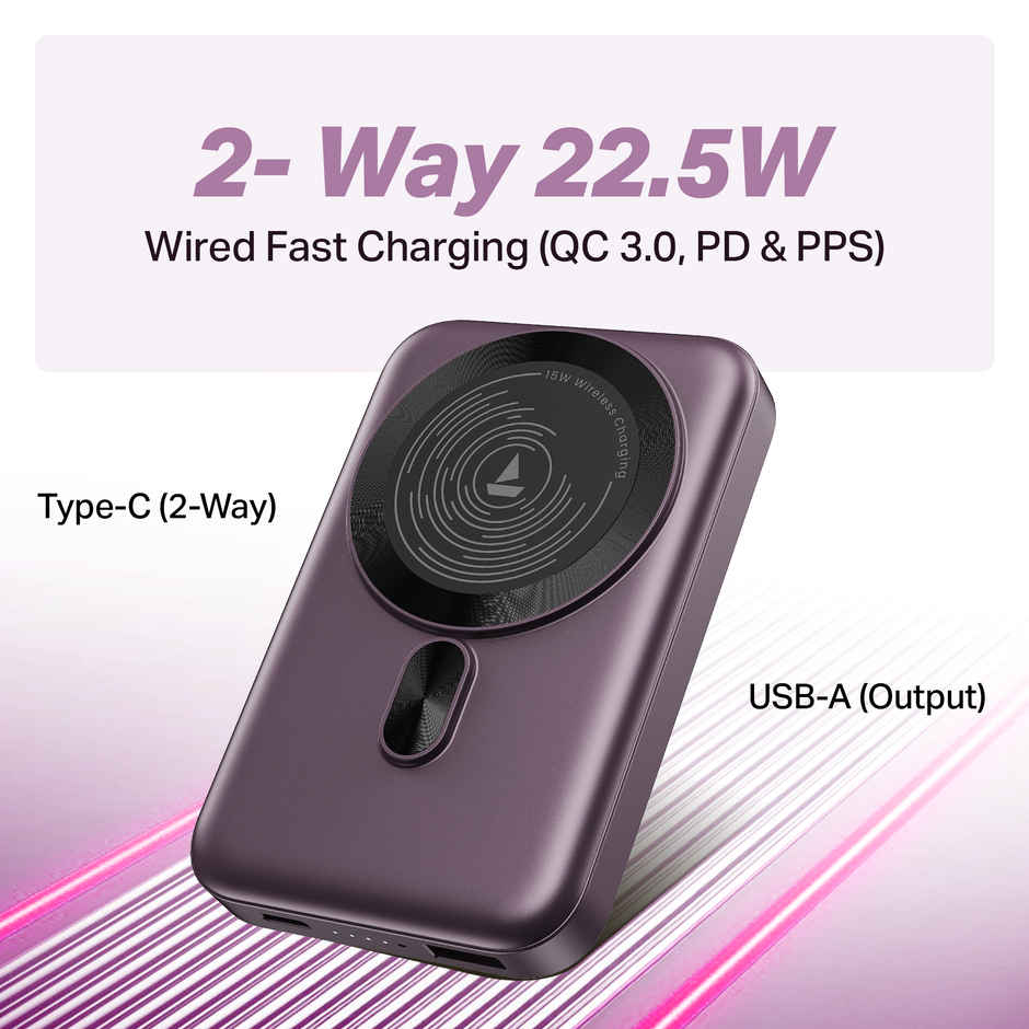 boat EnergyShroom PB331 MagnaCharge Wireless Powerbank | Purple