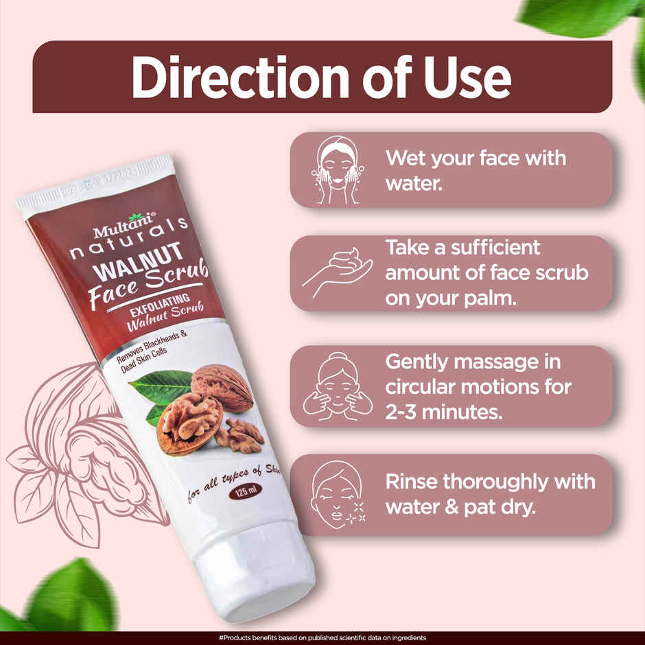 Multani Naturals Walnut Face Scrub | Removes BlackHead & Dead Skin Cells| Unclog Pores