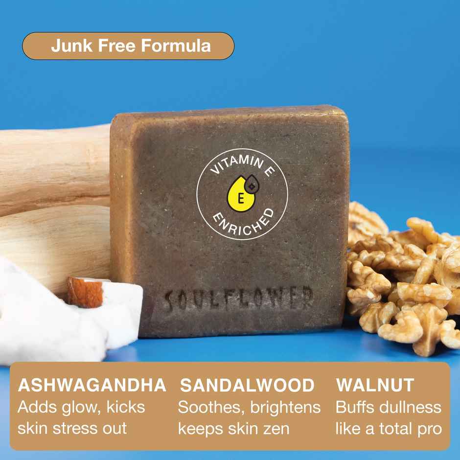 Soulflower Sandalwood Soap - Protection & Tan Removal | Natural