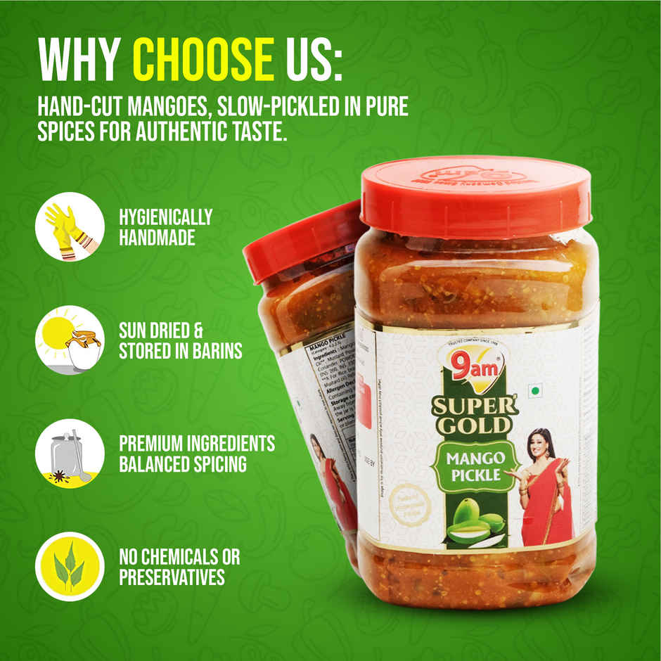 9am Super Gold Mango Pickle, Authentic Homemade Style Aam Ka Achaar