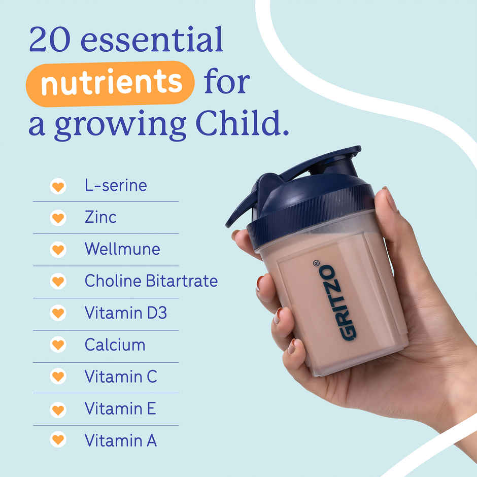 Gritzo Supermilk Overall Growth | 2-6y Boy & Girl | 6g Protein Powder | Double Chocolate