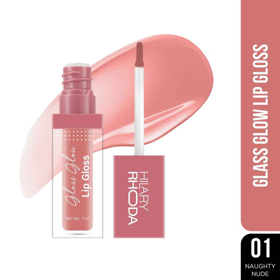 Hilary Rhoda Glass Glow Lip Gloss | Nourishing & Hydrating Lip Gloss | Naughty Nude - Shade 01