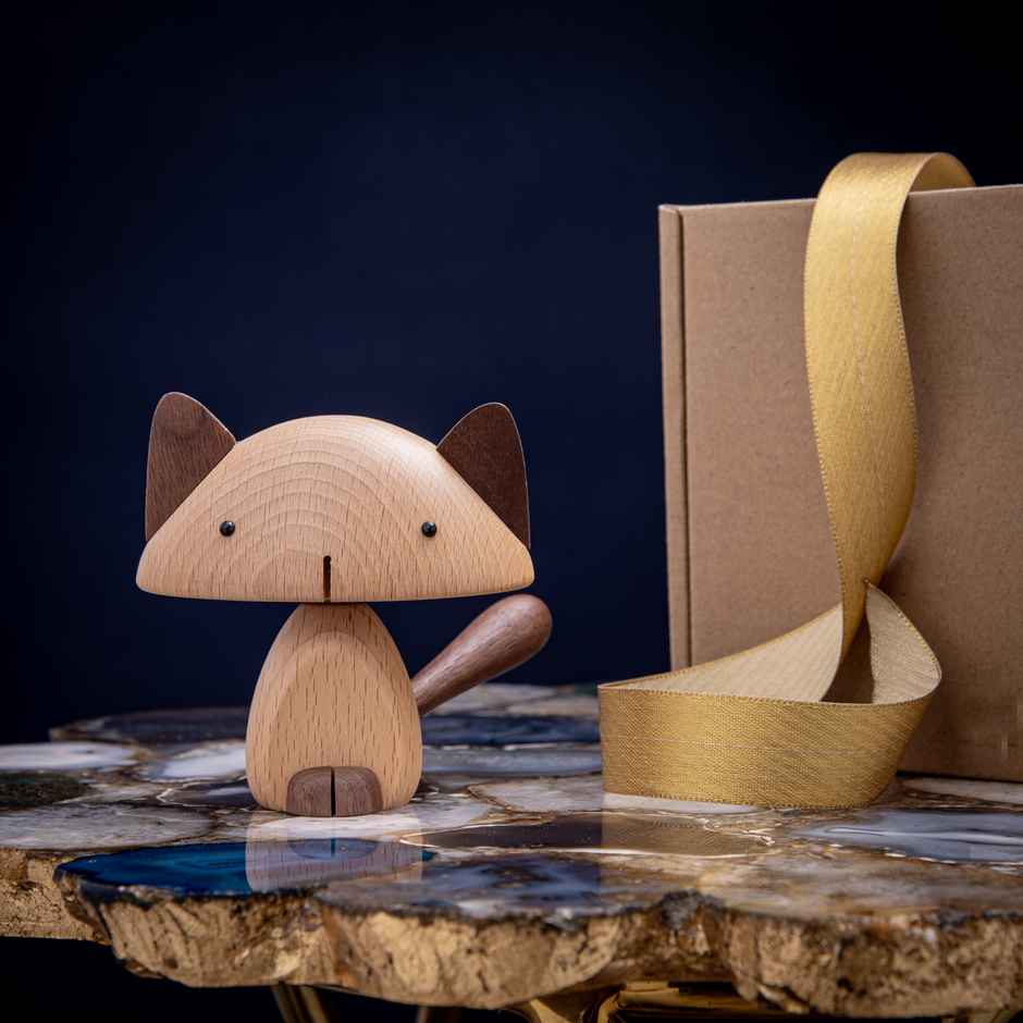 Gibox Handcrafted Wooden Cute Cat Small | Teachers Day Special