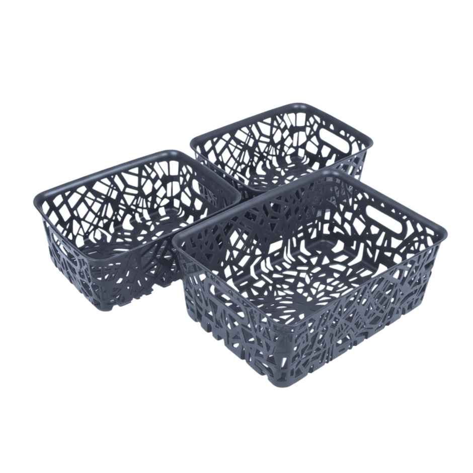 FLAIR Zig Zag Basket Set without Lid | Grey