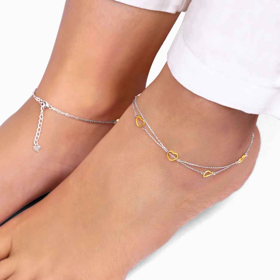 Giva Dual Tone United Hearts Anklet | A0285