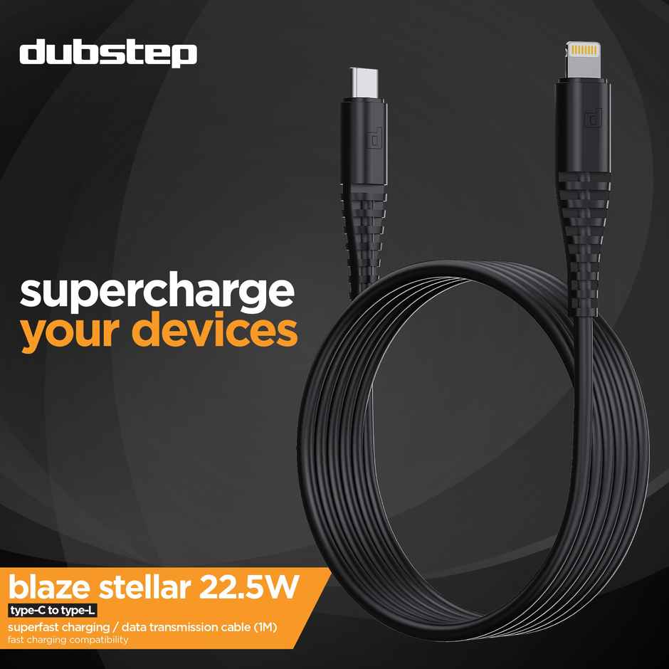 Dubstep Blaze Stellar 22.5W Type-C to Lightning 1m Fast Charging Data Cable | Black