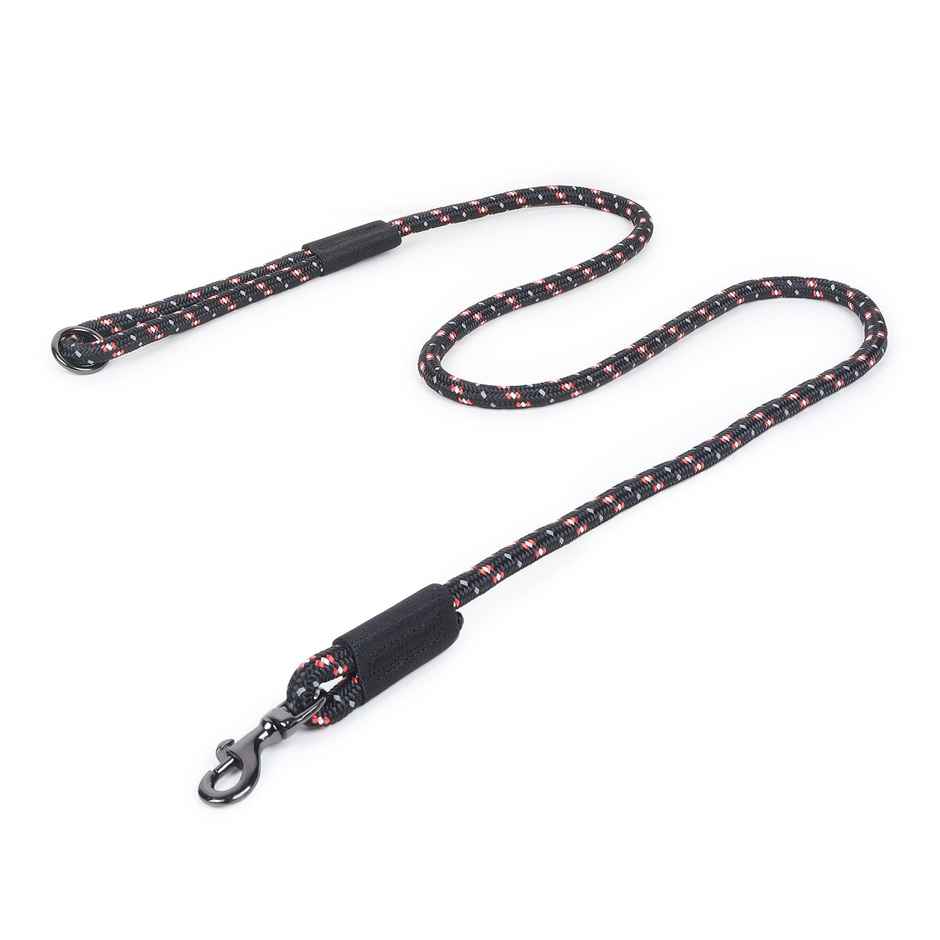 Zigly Reflective Rope Dog Leash | Suitable for Adult Dogs | Medium & Large Breeds | Black - M