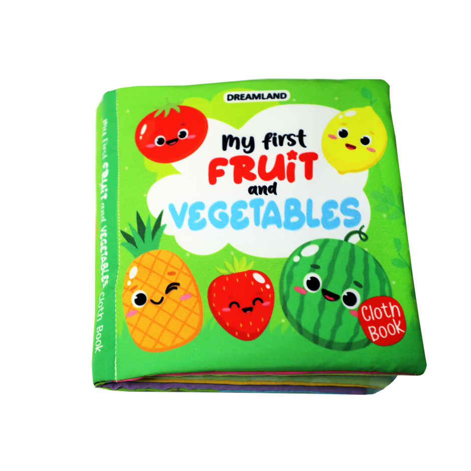Baby My First Cloth Book Fruit & Vegetables with Squeaker & Crinkle Paper, Non-Toxic