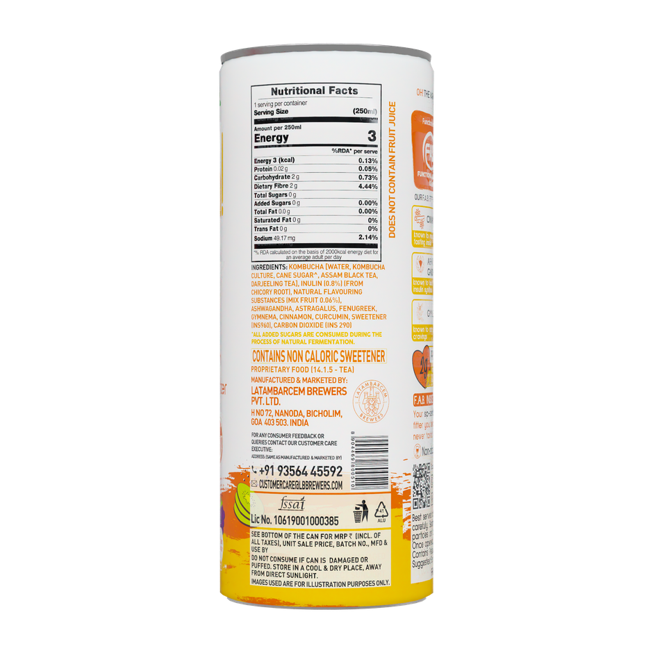 Borecha Fiji Fruit Punch Zero Sugar Kombucha Seltzer