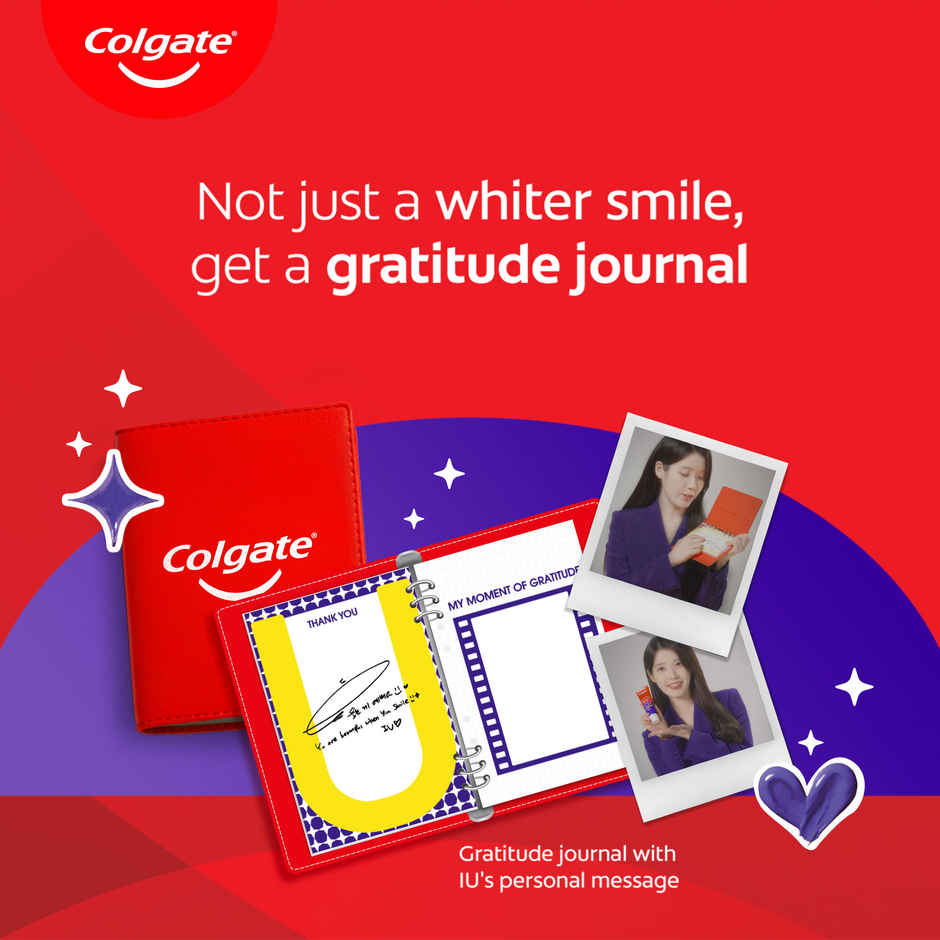 Colgate Visible White Purple Special Edition Kit with IU | Signed Gratitude Journal & Tote Bag