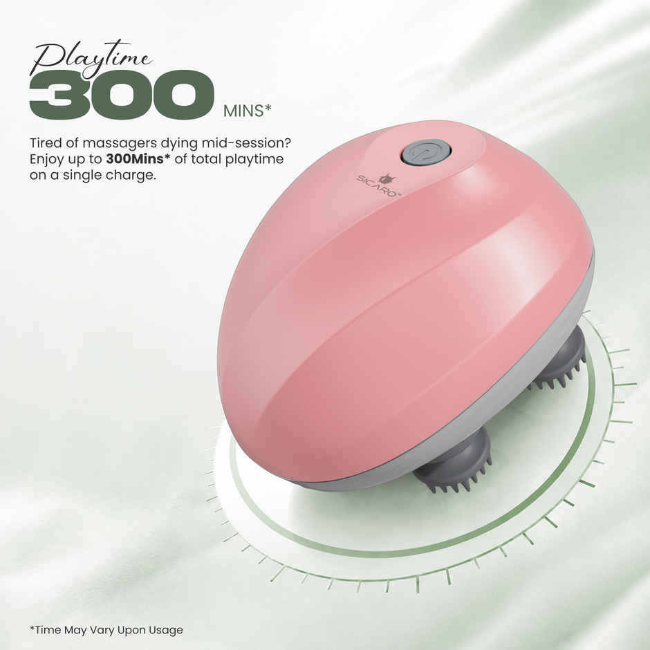 Sicaro RP201 Relax Pro Electric Rechargeable Scalp and Body Massager | Soft Silicone Bristles | Pink