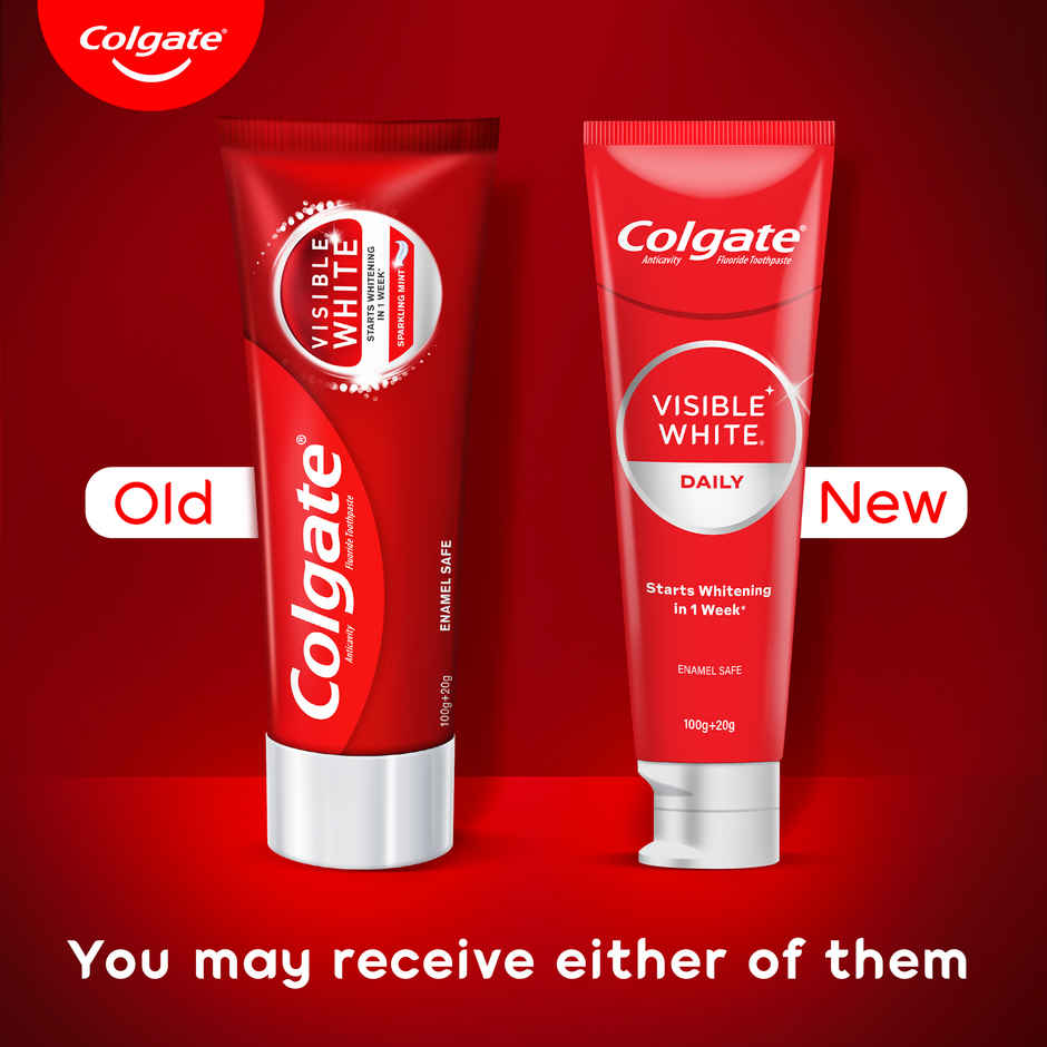 Colgate Visible White Toothpaste, Teeth Whitening Starts In 1 Week, Stain Removal