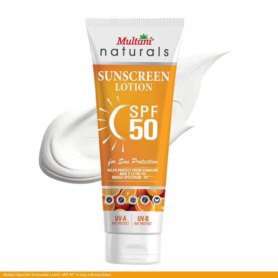 Multani Naturals SPF 50 PA++++ Vitamin C Sunscreen Lotion | Prevent Sunburn | No White Caste