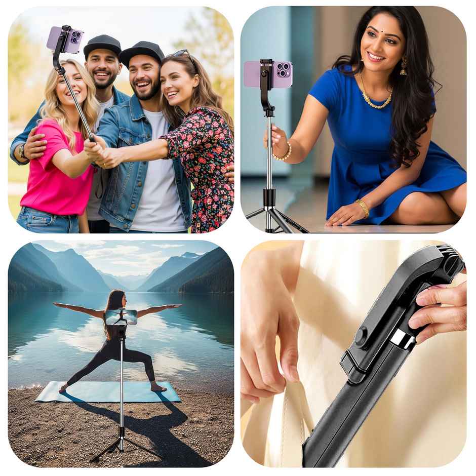 Kratos K12 Selfie Stick Tripod with Remote 360 Rotation for GoPro iPhone Smartphones | 170 cm
