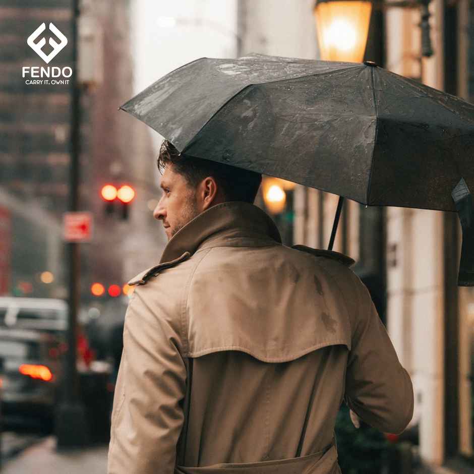 Fendo Auto Open Sun & Rainproof Regular Umbrella For Men & Women | Black & Silver | 21.5 Inch | 3 Fold