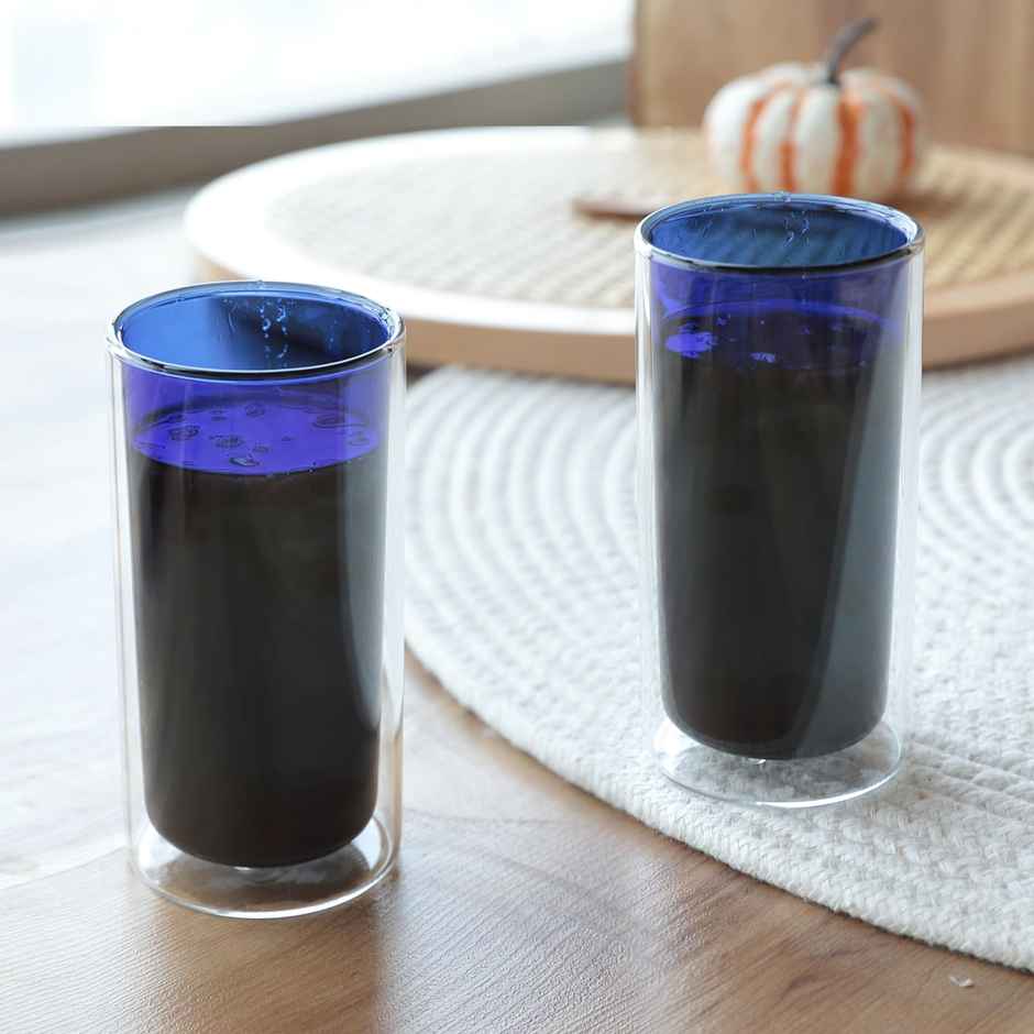 Umai Double Wall Borosilicate Glass Coffee Mug Cups Set Of 2- 250Ml Each | High Thermal Resistance