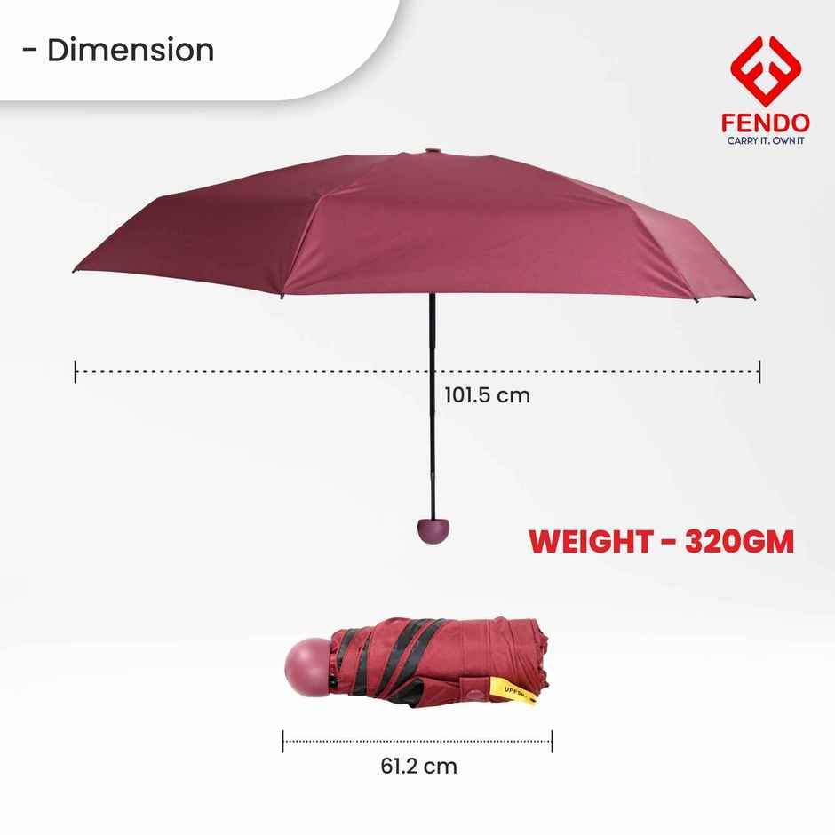 Fendo Capsule Umbrella With Cover | Maroon | 19 Inch | 5 Fold