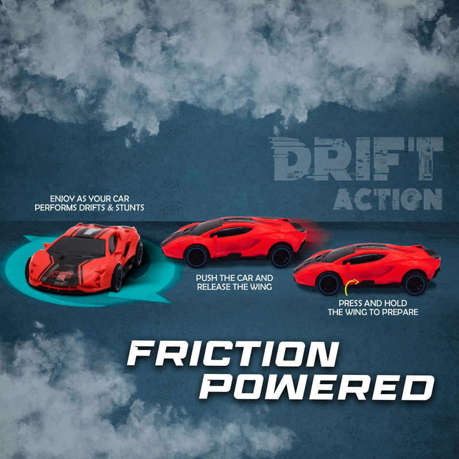SEEDO No Battery Mechanical Power Friction Drift Cars | Red
