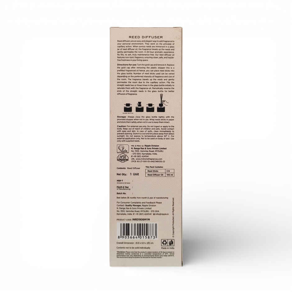 IRIS Mysterious Mahagony Frosted Glass Reed Diffuser Set | Oil and 5 Fibre Reed sticks
