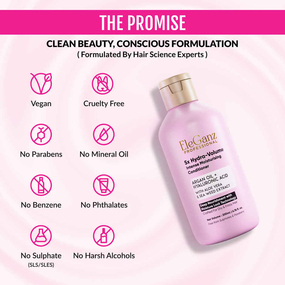 EleGanz Professional 5X Hydra-Volume Intense Moisturising Conditioner with Shea Butter