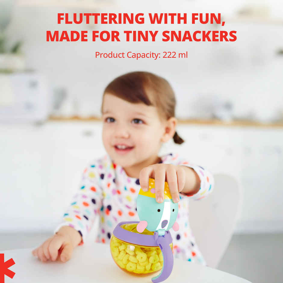Skip Hop Zoo Snack Cup, Spill-Proof Toddler Snack Container Snap Lid, No-Mess,18- 36 M,Unicorn