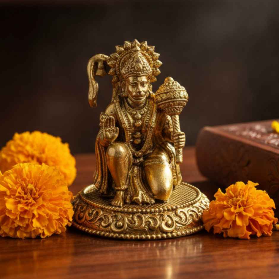 Gold Brass Hanuman Idol for Daily Pooja Rituals Home Temple | eCraftIndia