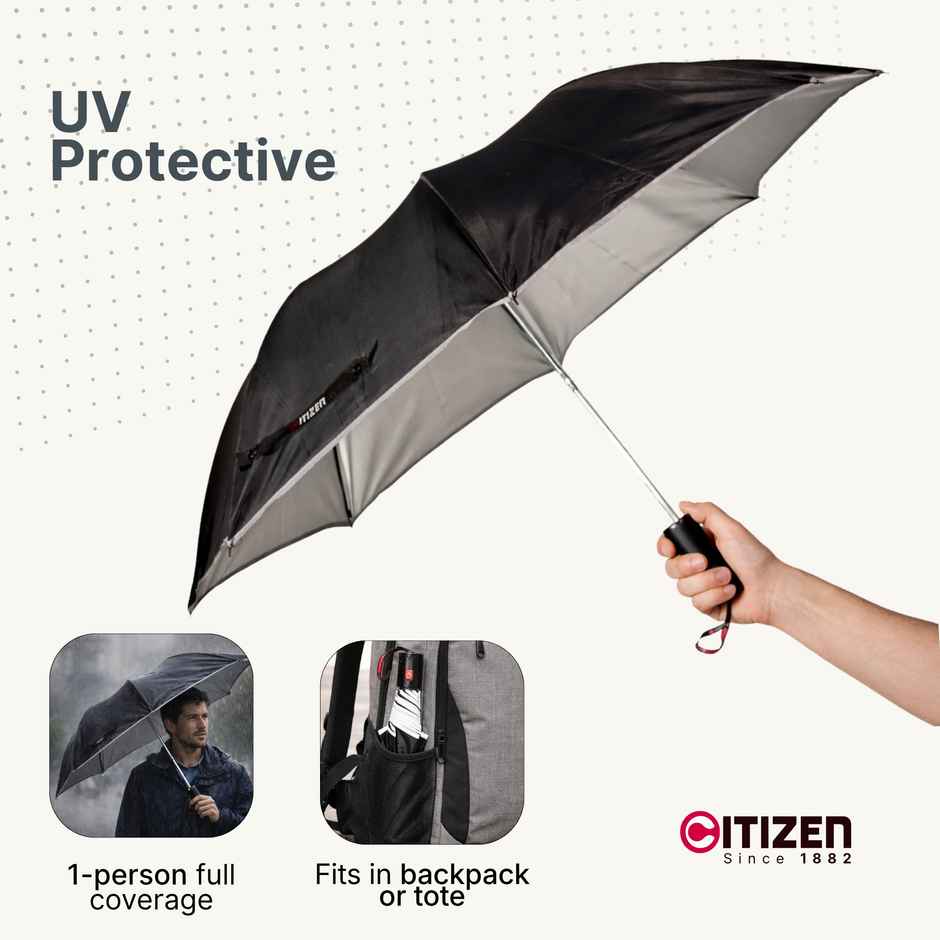 Citizen Umbrella with Reflective Piping Black , silver | 24. 5 Inch | 2 Fold