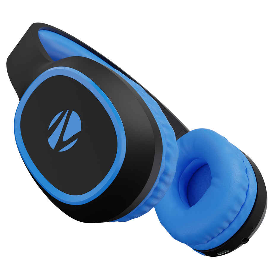 Zebronics Thunder BT 5.3 Headphone, 60H, Gaming Mode, Dual Pairing, ENC, AUX, mSD, Voice Asst(Blue)