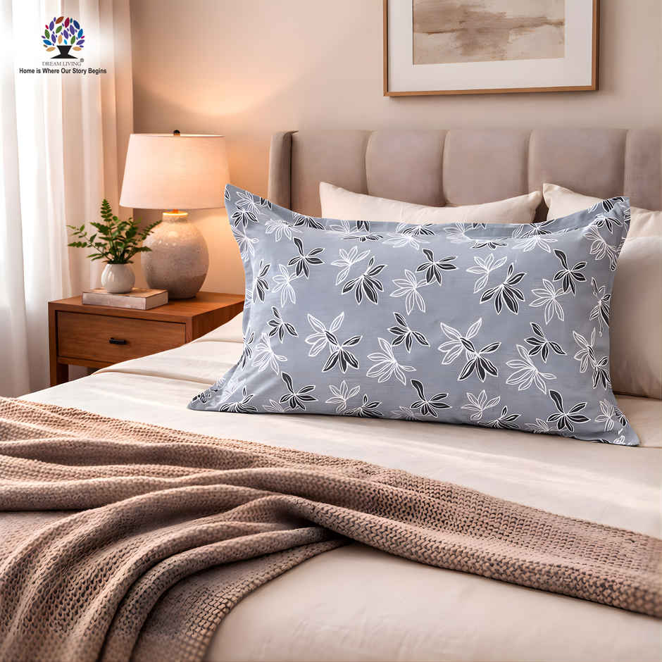 Dream Living Cotton Pillow Cover Set | Grey - 19 x 28 in
